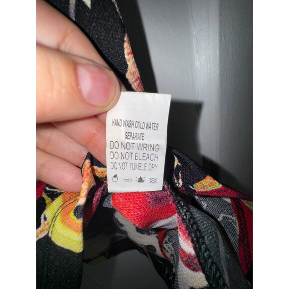 Floral Print Top By CQ By CQ -Large Polyester & Spandex Multi-Color Short Sleeve - Picture 8 of 9